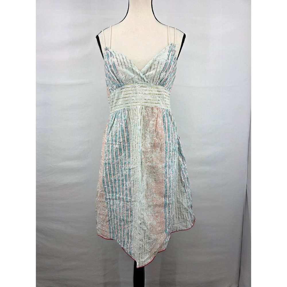 Brothers Women Multi-Color Striped Handkerchief Hem Cotton Dress Size M 8BP1163